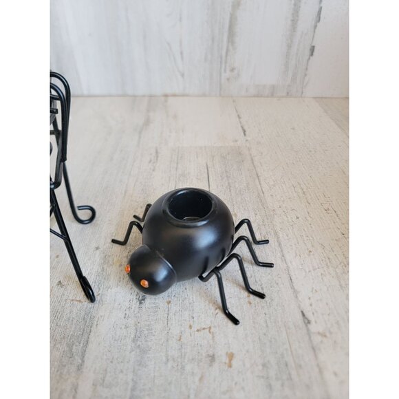 Halloween spider tea light candle holder metal chair set decor figure - Picture 5 of 8